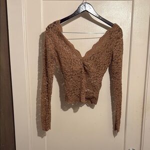 Brown Lace Long Sleeve Top